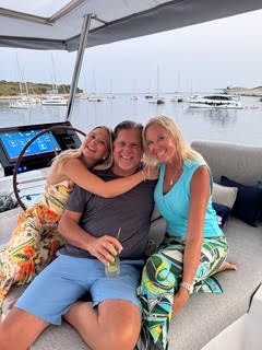 On Board the catamaran Floramye on our way to Croatia, day 1 - family picture
