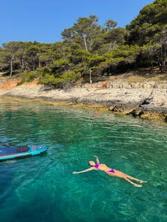 On Board the catamaran Floramye on our way to Croatia, day 2 - swimming in clear waters